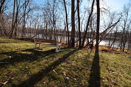 Todd Lewys / Free Press
A bench set next to the river perfect for sitting down in the majestic backyard to drink in the amazing river views.