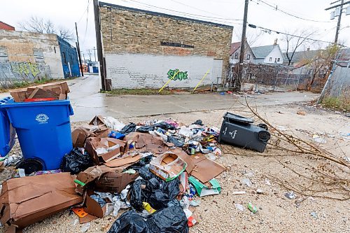 MIKE DEAL / FREE PRESS
Garbage litters the back alley between Selkirk and Pritchard Avenues near Main Street.
A North End resident fed up by garbage being dumped in her back alley says she doesn&#x2019;t know what to do anymore; her last complaint (of several) ended with the city saying it would look into it by April of next year. &#x201c;Seriously! I pay taxes and this is the best response I can get,&#x201d; said Carla Davidson, who lives on Selkirk Avenue. &#x201c;People regularly drive down and dump their garbage... I guarantee you if this was happening in a more upscale neighbourhood, this would be dealt with immediately.&#x201d; 
Reporter: Joyanne Pursaga
241120 - Wednesday, November 20, 2024.