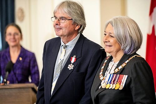 MIKAELA MACKENZIE / FREE PRESS
	
Governor general Mary Simon invests Bernard Joseph into the Order of Canada for his writing on Manitoba&#x573; francophone community at the legislative building on Wednesday, Nov. 20, 2024.


Winnipeg Free Press 2024