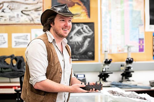 MIKAELA MACKENZIE / FREE PRESS
	
Paleontologist and animal ecologist Maximilian Scott, who is currently conducting research into the Mosasaurus (an enormous aquatic lizard that lived during the late cretaceous period), in the U of M paleontology lab on Wednesday, Nov. 20, 2024.

For AV story.
Winnipeg Free Press 2024