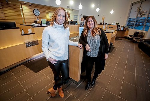 JOHN WOODS / FREE PRESS
Vicki Panagiotou, right, and Nancy Swain, managing partners at Access Credit Union are photographed at their Portage Avenue branch Tuesday, November 19, 2024. Panagiotou and Swain comment about a recent study of Canadians&#x2019; Christmas shopping spending stress.

Reporter: joel