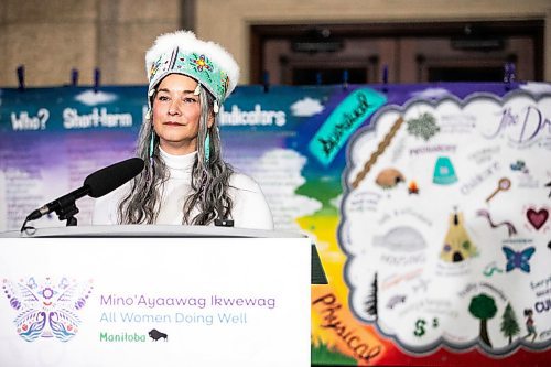 MIKAELA MACKENZIE / FREE PRESS
	
Families minister Nahanni Fontaine speaks at the launch of the provincial strategy to empower Indigenous women, girls and gender-diverse relatives at the Manitoba Legislative Building on Friday, Nov. 22, 2024. 


Winnipeg Free Press 2024