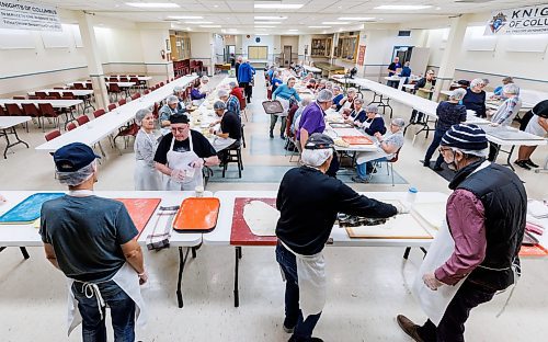 MIKE DEAL / FREE PRESS
St. Joseph's Ukrainian Catholic Church (250 Jefferson Ave) perogie &quot;bee,&quot; which has been going on for years, ahead of the holidays.
A group of volunteers who've been making perogies for eons, in the basement of the church, pinching perogies that will go on sale the following week.
Reporter: David Sanderson
241120 - Wednesday, November 20, 2024.