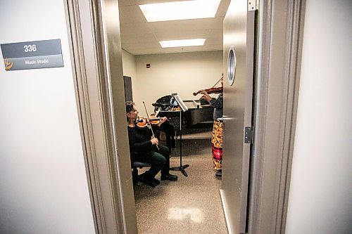 MIKAELA MACKENZIE / FREE PRESS
	
Metis fiddling instructor Patti Kusturok (left) and Indigenous Studies grad student Krysta Alexson at the University of Manitoba on Tuesday, Nov. 26, 2024. The new class is the first of its kind in Canada, and was inspired by reconciliation.

For Scott story.
Winnipeg Free Press 2024