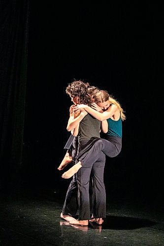 MIKAELA MACKENZIE / FREE PRESS
	
Winnipeg's Contemporary Dancers Justine Erickson (left), Carol-Ann Bohrn (centre), and Aileen Holzrichter perform an excerpt from the Rachel Browne Tribute show happening on the weekend at the Rachel Browne Theatre on Tuesday, Nov. 26, 2024.

Winnipeg Free Press 2024