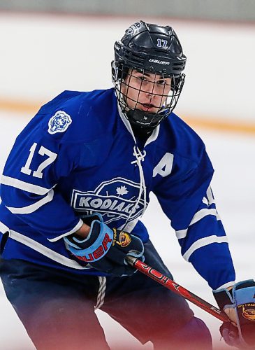 JOHN WOODS / FREE PRESS
Nolan Fielding, River East Kodiaks forward, is photographed during a game against the Stonewall Rams at Gateway Arena Wednesday, November 26, 2024. 

Reporter: massimo