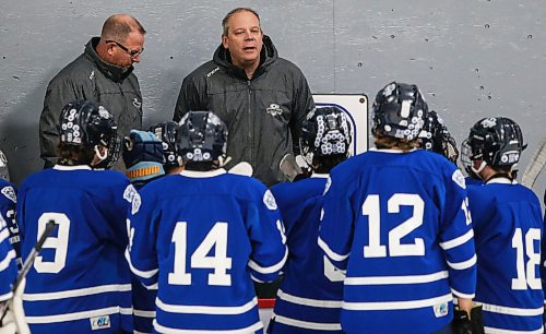 JOHN WOODS / FREE PRESS
Ryan Gruener, River East Kodiaks coach, is photographed during a game against the Stonewall Rams at Gateway Arena Wednesday, November 26, 2024. 

Reporter: massimo