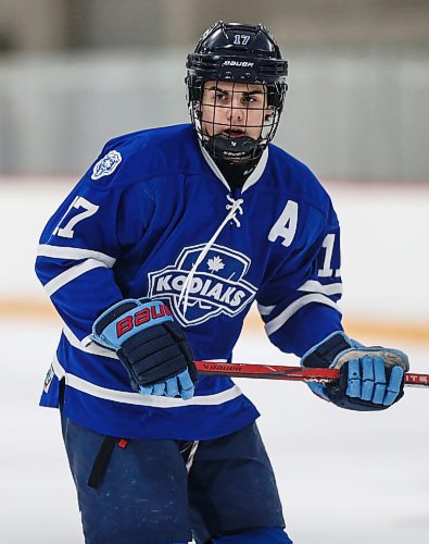 JOHN WOODS / FREE PRESS
Nolan Fielding, River East Kodiaks forward, is photographed during a game against the Stonewall Rams at Gateway Arena Wednesday, November 26, 2024. 

Reporter: massimo