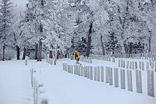 27112024
A pedestrian walking through the Brandon Cemetery is framed by trees covered in thick hoar-frost on a crisp Wednesday morning. Heavy frost created beautiful vistas throughout westman on Wednesday.
(Tim Smith/The Brandon Sun)