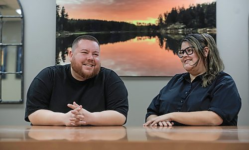 RUTH BONNEVILLE / FREE PRESS

BIZ - Southeast Child &amp; Family Services, 

Portrait of Bronson Richard and his mentor, Cari-Lynn Lecocq, in the boardroom, at Southeast Child &amp; Family Services Wednesday. 

Subject: Bronson Richard  is a direct service worker at Southeast Child &amp; Family Services &#x460;a job he attained after attending the first-ever Zoongide'ewin Bawaajigan (&quot;Brave dreams&quot;) career fair that was organized by his mentor, Cari-Lynn Lecocq, Human Resource Generalist with  SECFS.

Story by Aaron

Nov  27th, 2024