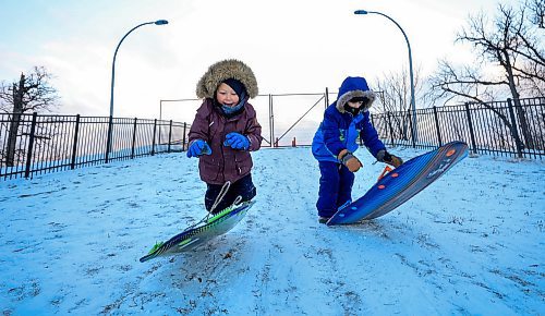 RUTH BONNEVILLE / FREE PRESS

Standup - Brothers Tobogganing 

Logan Walden (left 6yrs), and his older brother, Winter Walden (8yrs), enjoy jumping on their slides as they race town the hill at Assiniboine Park Friday.  They both had a day off school so their mom, Rozz Walden, took them out tobogganing for the first time this year. 


Nov  29th, 2024