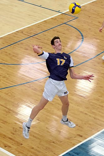 Brandon University Bobcats Riley Grusing attacks against the Alberta Golden Bears during their Canada West men's volleyball match at the Healthy Living Centre on Friday evening. (Thomas Friesen/The Brandon Sun)