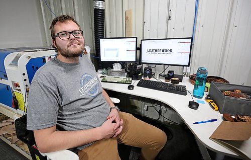 Morgan James, owner of Leatherwood Custom Workwear in Brandon, says his business has been severely impacted by the ongoing Canada Post strike as he conducts most of his business through the mail. (Matt Goerzen/The Brandon Sun)