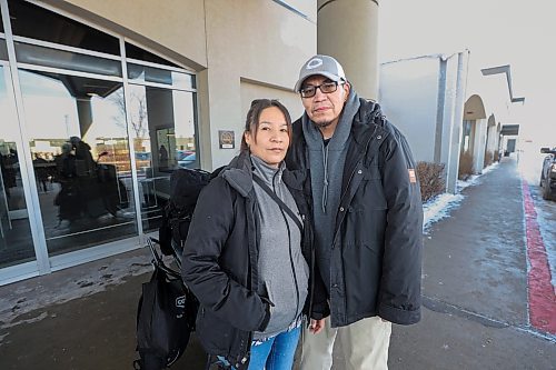 MIKE DEAL / FREE PRESS
Geraldine Mason and her boyfriend, Clarence Hill at the Victoria Inn just before heading back to Gods Lake Narrows Monday afternoon. 
Premier Wab Kinew has ordered Dr. Brent Roussin to write a public health order that bans incarcerating anyone with tuberculosis. The order was made after a Geraldine Mason, from northern Manitoba, with no criminal charges spent a month in jail after public health officials ordered her detained to treat her tuberculosis, even though she wasn’t infectious at the time.
241202 - Monday, December 2, 2024. 