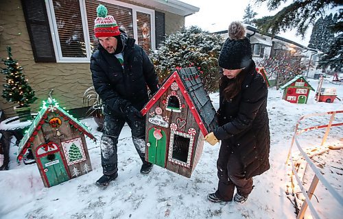 JOHN WOODS / FREE PRESS
Jen de Delley and her husband Victor Diduch set up their Christmas Village at their house in River Heights Sunday, December 1, 2024. They have building and adding to it for the past 18 years.

Reporter: av