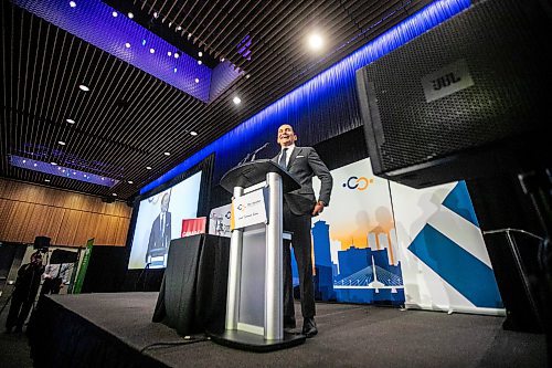 MIKAELA MACKENZIE / FREE PRESS
	
Premier Wab Kinew gives his state of the province speech at the RBC Convention Centre on Tuesday, Dec. 3, 2024. 

For Tyler/etc story.
Winnipeg Free Press 2024