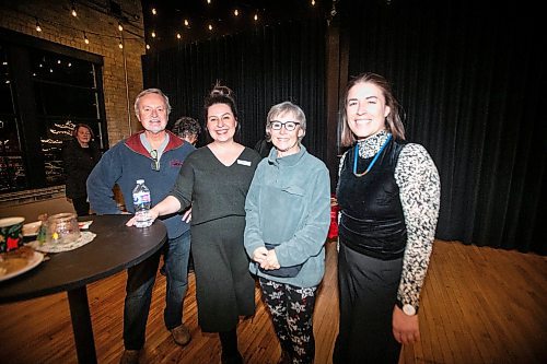 MIKAELA MACKENZIE / FREE PRESS
	
Grange Morrow (left), Jen Zoratti, Linda Hamilton, and Eva Wasney at the Winnipeg Free Press subscriber sip and shop event at The Forks on Monday, Dec. 2, 2024. 

For social page.
Winnipeg Free Press 2024