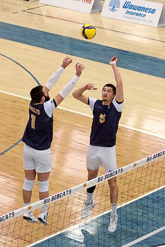 Chris Bryant (5) settled in as BU's second middle blocker and is second in the league averaging 1.00 blocks per set. (Thomas Friesen/The Brandon Sun)