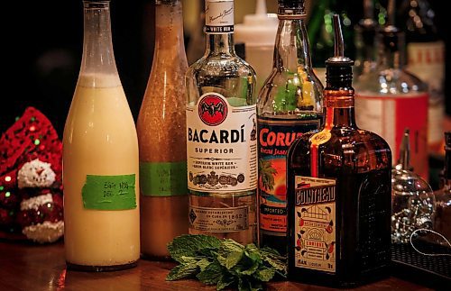 JOHN WOODS / FREE PRESS
Bonnie Day bartender Jade Janzen created two Christmas drinks, an alcoholic drink called Nogjito and a non-alcoholic drink called What's Up, Doc?.  Nogjito ingredients are  photographed Tuesday, December 3, 2024. 

Reporter: av