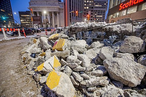 JOHN WOODS / FREE PRESS
Portage and Main barricades are being demolished Tuesday, December 10, 2024. 

Reporter: ?