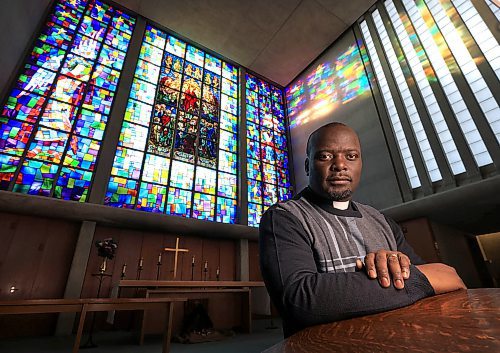 RUTH BONNEVILLE / FREE PRESS

FAITH - Blue Christmas

Portrait of Rev. Sherpard Gwende, St. George's Anglican Church, with the brilliant blue hues of the stain glassed windows in the main sanctuary behind him.  He holds a Blue Christmas service at his church for those who miss loved ones, especially at this time of year.  

John Longhurst story

Dec 13th, 2024