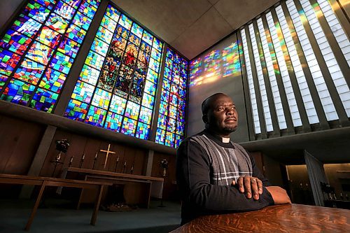 RUTH BONNEVILLE / FREE PRESS

FAITH - Blue Christmas

Portrait of Rev. Sherpard Gwende, St. George's Anglican Church, with the brilliant blue hues of the stain glassed windows in the main sanctuary behind him.  He holds a Blue Christmas service at his church for those who miss loved ones, especially at this time of year.  

John Longhurst story

Dec 13th, 2024