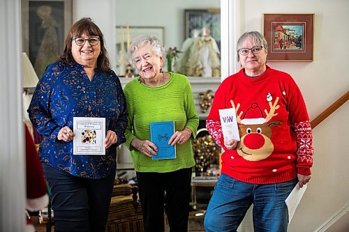 MIKAELA MACKENZIE / FREE PRESS
	
Council of Women of Winnipeg members Arlene Macklem (left), Arlene Draffin Jones, and Brenda Buleziuk on Monday, Dec. 16, 2024. The volunteer-run organization, which advocates with other groups, politicians and businesses on issues to improve the quality of life in Winnipeg, celebrated its 130th anniversary this year.

For Aaron Epp story.
Winnipeg Free Press 2024