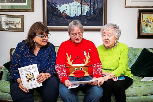 MIKAELA MACKENZIE / FREE PRESS
	
Council of Women of Winnipeg members Arlene Macklem (left), Brenda Buleziuk, and Arlene Draffin Jones on Monday, Dec. 16, 2024. The volunteer-run organization, which advocates with other groups, politicians and businesses on issues to improve the quality of life in Winnipeg, celebrated its 130th anniversary this year.

For Aaron Epp story.
Winnipeg Free Press 2024