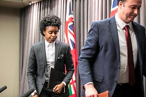 MIKAELA MACKENZIE / FREE PRESS
	
Health minister Uzoma Asagwara (left) and finance minister Adrien Sala give a provincial fiscal update at the Manitoba Legislative Building on Monday, Dec. 16, 2024.

For Maggie story.
Winnipeg Free Press 2024