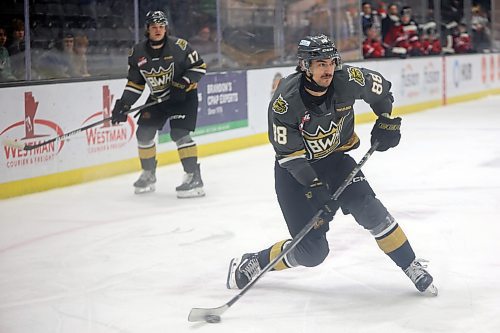 Matteo Michels #88 of the Brandon Wheat Kings fires a shot on net during WHL action against the Moose Jaw Warriors at Westoba Place on Tuesday evening.
(Tim Smith/The Brandon Sun)