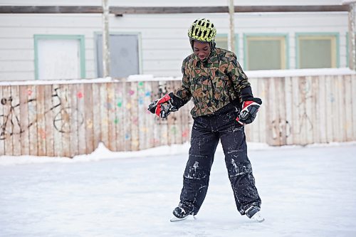 17122024
Philip Fehintola learns how to ice skate at the Central Community Centre in Brandon with help from friend Ayden Ducharme (not shown) on Tuesday afternoon. 
(Tim Smith/The Brandon Sun)