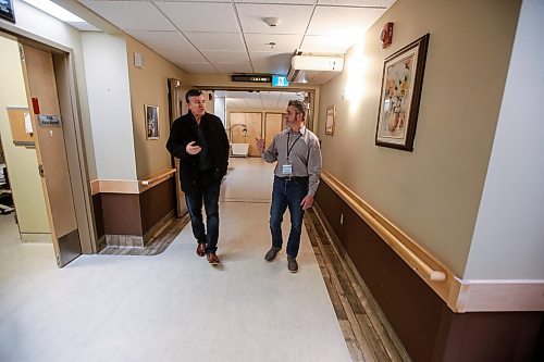 JOHN WOODS / FREE PRESS
Niverville&#x2019;s mayor Myron Dyck, left, is photographed with Ron Parent, executive director, at the Heritage Life Personal Care Home Tuesday, December 17, 2024. Rural care homes often face a lack of capacity - either short beds, short staff or both.

Reporter: gabby