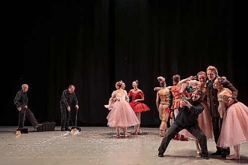 Dancers and crew celebrate backstage after the curtain closing of the Royal Winnipeg Ballet&#x2019;s Nutcracker matinee, before getting ready for their evening show in Vancouver on December 14, 2024. Paige Taylor White/Free Press