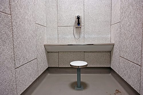 19122024
A private telephone room inside the newly constructed detention cell area at the Brandon Police Service headquarters in Brandon. 
(Tim Smith/The Brandon Sun)