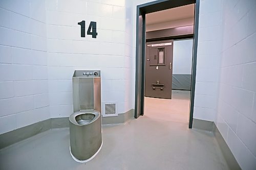 19122024
One of the new detention cells at the Brandon Police Service headquarters in Brandon. Construction on the new holding cell area began in 2022 and BPS began using the area in October.
(Tim Smith/The Brandon Sun)