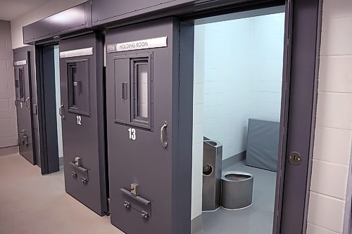 19122024
Some of the new detention cells at the Brandon Police Service headquarters in Brandon. Construction on the new holding cell area began in 2022 and BPS began using the area in October.
(Tim Smith/The Brandon Sun)