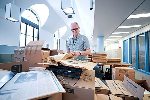 Ruth Bonneville / Free Press
Shot for the Brandon Sun
Brandon Sun - archives, Manitoba Legislative Library
Photo of Stuart Hay, Head, Reference Services Manitoba Legislative Library, with boxes full of folders filled with The Brandon Sun archives collection which is being relocated to the Manitoba Legislative Library on Vaughan street in Winnipeg.
The Manitoba Legislative Library has agreed to become their new home as there is nowhere in Brandon to store them.
Manitoba Legislative Library
April 12th, 2024