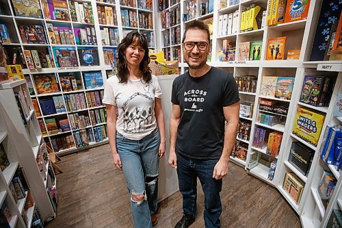 JOHN WOODS / FREE PRESS
Hilary James, general manager of Across The Board Game Cafe, and Clinton Skibitzky, owner of Across The Board Game Cafe, are photographed in the retail section of the cafe Monday, December 23, 2024. Skibitzky says the GST “holiday” is not helping business.
Reporter: gabby