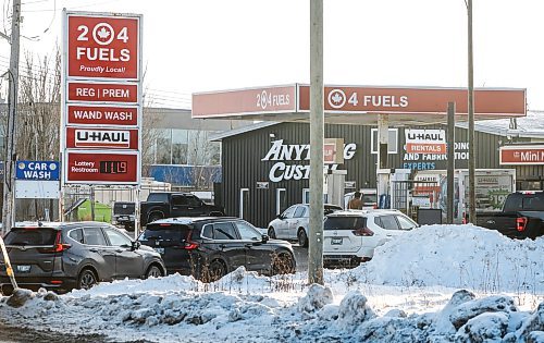 JOHN WOODS / FREE PRESS
Drivers line up for lower priced gas at a station on Waverley Street Tuesday, December 24, 2024. Provincial gas taxes will be applied again in the new year.

Reporter: ?