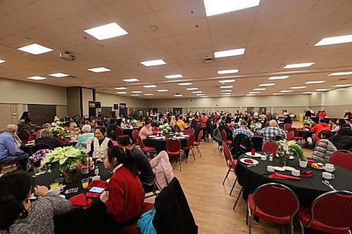 Community members enjoy their holiday meal at Brandon's Keystone Centre for the city's annual Westman and Area Traditional Christmas Dinner on Dec. 25, 2024 (David P. Stein/The Brandon Sun)