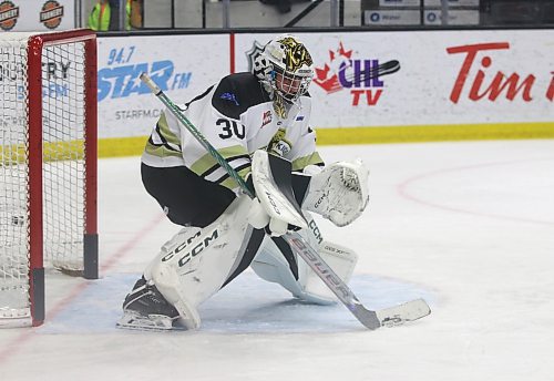 Newly acquired goaltender Alex Garrett made his second start in a row for the Brandon Wheat Kings as they faced the Swift Current Broncos on Monday evening at InnovationPlex. Garrett is shown prior to Friday's game against the visiting Regina Pats at Westoba Place shortly after he arrived in Brandon. (Perry Bergson/The Brandon Sun)
Dec. 31, 2024