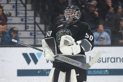 Brandon Wheat Kings netminder Alex Garrett returns to the net after a timeout during Wednesday's 5-2 loss to the visiting Swift Current Broncos at Westoba Place. (Perry Bergson/The Brandon Sun)
Jan. 3, 2025