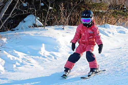 03012025
Four-year-old Harper Dmytriw downhill skis with family at Ski Valley north of Minnedosa on a cold Friday afternoon. Westman will spend the weekend in a deep freeze before temperatures improve next week.
(Tim Smith/The Brandon Sun)