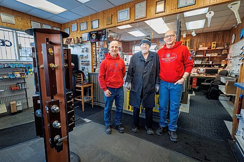MIKE DEAL / FREE PRESS
(From left) Shawn McCormack, service manager, Ron Dawson, 81, owner of Kildonan Lock Service, and his son Trevor Dawson the general manager.
Kildonan Lock Service (334 Union Ave W), a full-service locksmith shop with clients that range from people who lose the keys to their house or car, to True North Sports & Entertainment and the Winnipeg Airports Authority.
Reporter: Aaron Epp
250106 - Monday, January 06, 2025.