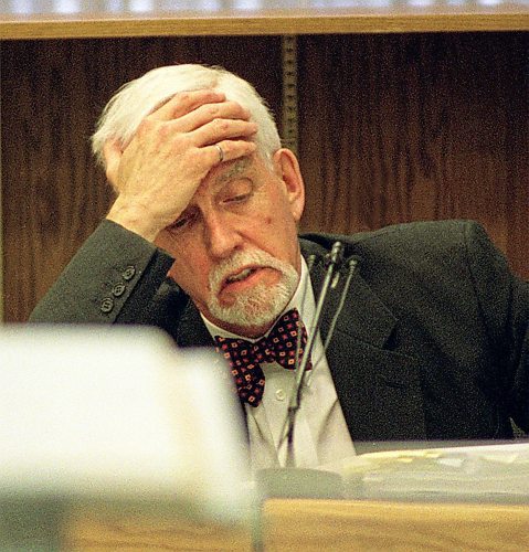 WAYNE GLOWACKI/WINNIPEG FREE PRESS  George Dangerfield  is testifying  at an inquiry held in  Winnipeg to determine compensation for  Thomas Sophonow who  served prison time and was exonerated  last spring in the murder of Barbara Stoppel.  May 7   2001