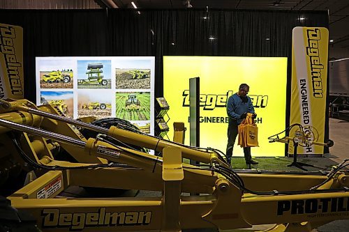 20012025
Chad Jones, Director of Sales with Degelman Industries, works to set up their booth ahead of Manitoba Ag Days at the Keystone Centre in Brandon on Monday. Ag Days kicks off today and runs until Thursday. (Tim Smith/The Brandon Sun)
