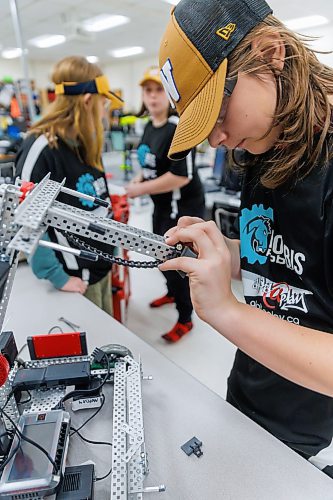MIKE DEAL / FREE PRESS
Gold Team member Zajac St. Godard makes some adjustments to their robot after testing it out in the ring.
Unlike other provinces, Manitoba doesn't have a robotics curriculum nor credit. Tech teacher at Morris School, JP Jamieson, is working to change that. Jamieson has started a robotics team and they've had a busy year, including robotics tournaments in Minnesota and North Dakota. There are no tournaments in Manitoba, so that's why they have to travel. Two teams and two robots are headed to another tournament in Minnesota on Jan. 24.
Reporter: Ben Waldman
250121 - Tuesday, January 21, 2025.