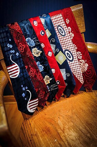 JOHN WOODS / FREE PRESS
Paul Rempel, who collects ties from the 1940s, shows some of his collection at his home Tuesday, January 28, 2025.
Reporter: dave