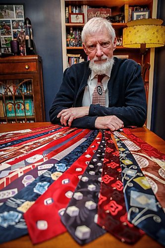 JOHN WOODS / FREE PRESS
Paul Rempel, who collects ties from the 1940s, shows some of his collection at his home Tuesday, January 28, 2025.
Reporter: dave