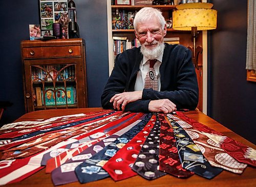 JOHN WOODS / FREE PRESS
Paul Rempel, who collects ties from the 1940s, shows some of his collection at his home Tuesday, January 28, 2025.
Reporter: dave